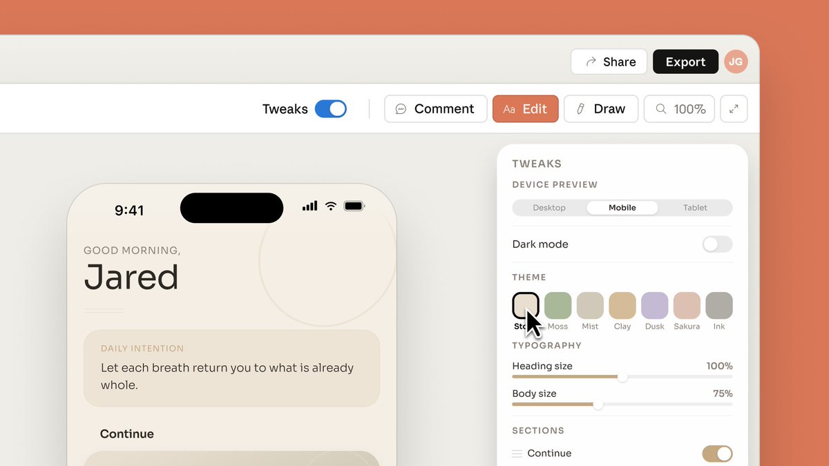 Claude Design UI 실제 스크린샷