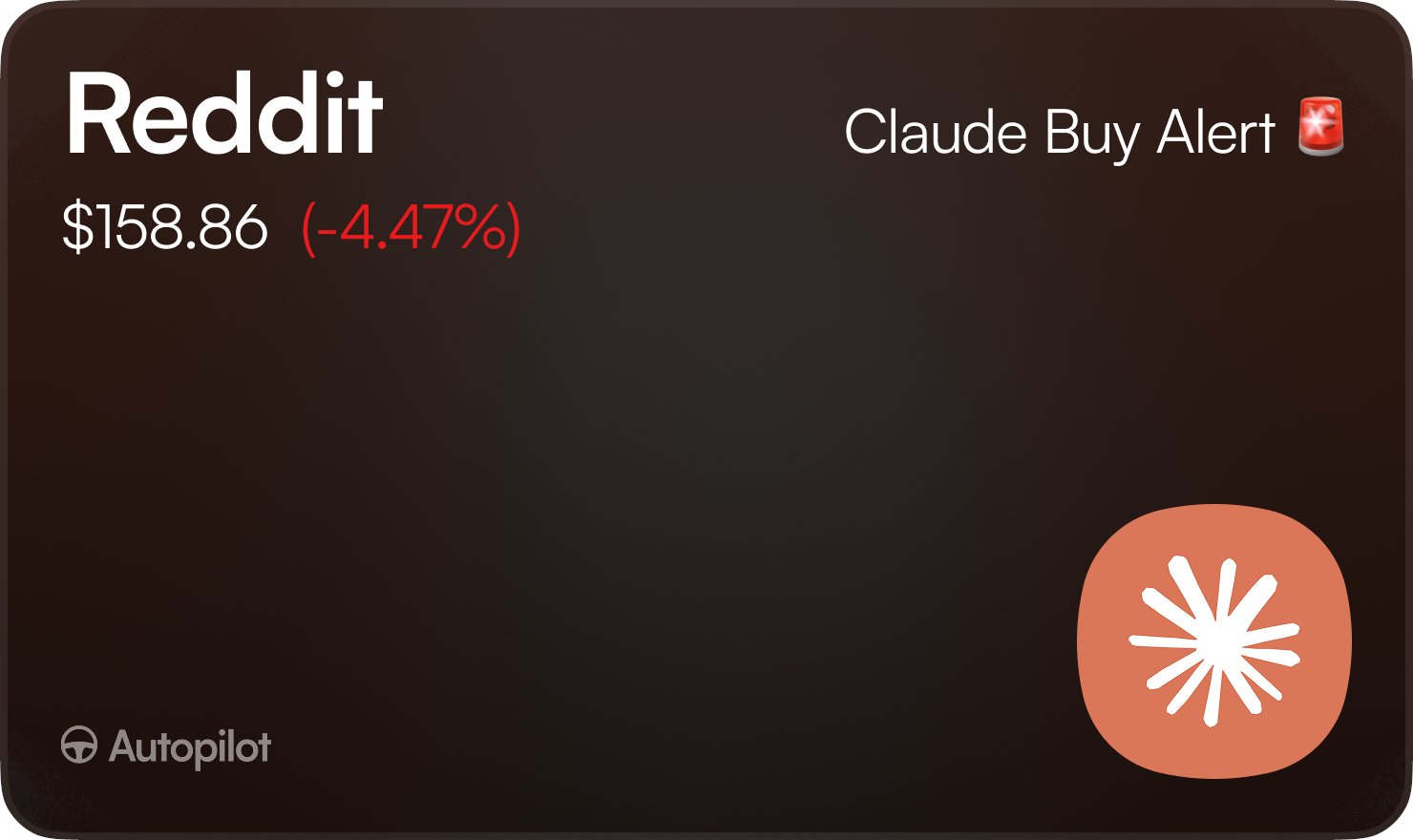 theaiportfolios — Claude 에이전트의 Reddit $RDDT 딥 매수 알림