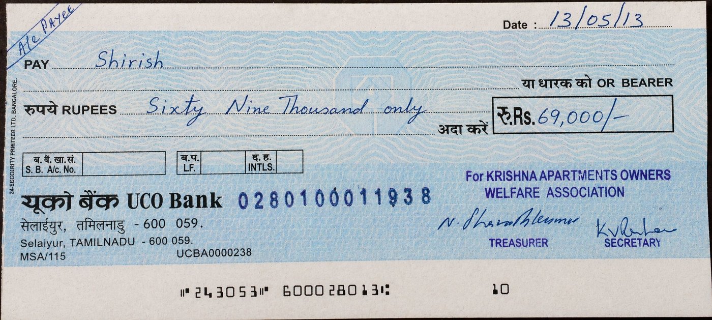 shiri_shh가 생성한 UCO Bank 수표 샘플
