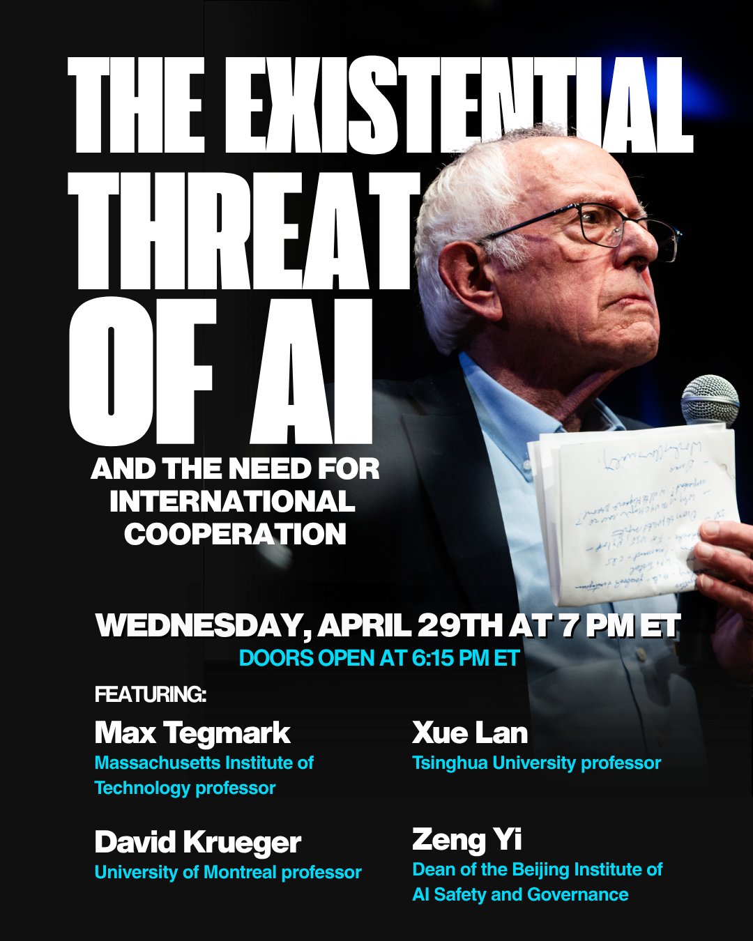 Bernie Sanders × Tegmark × 칭화대 패널 — "AI의 실존적 위협"