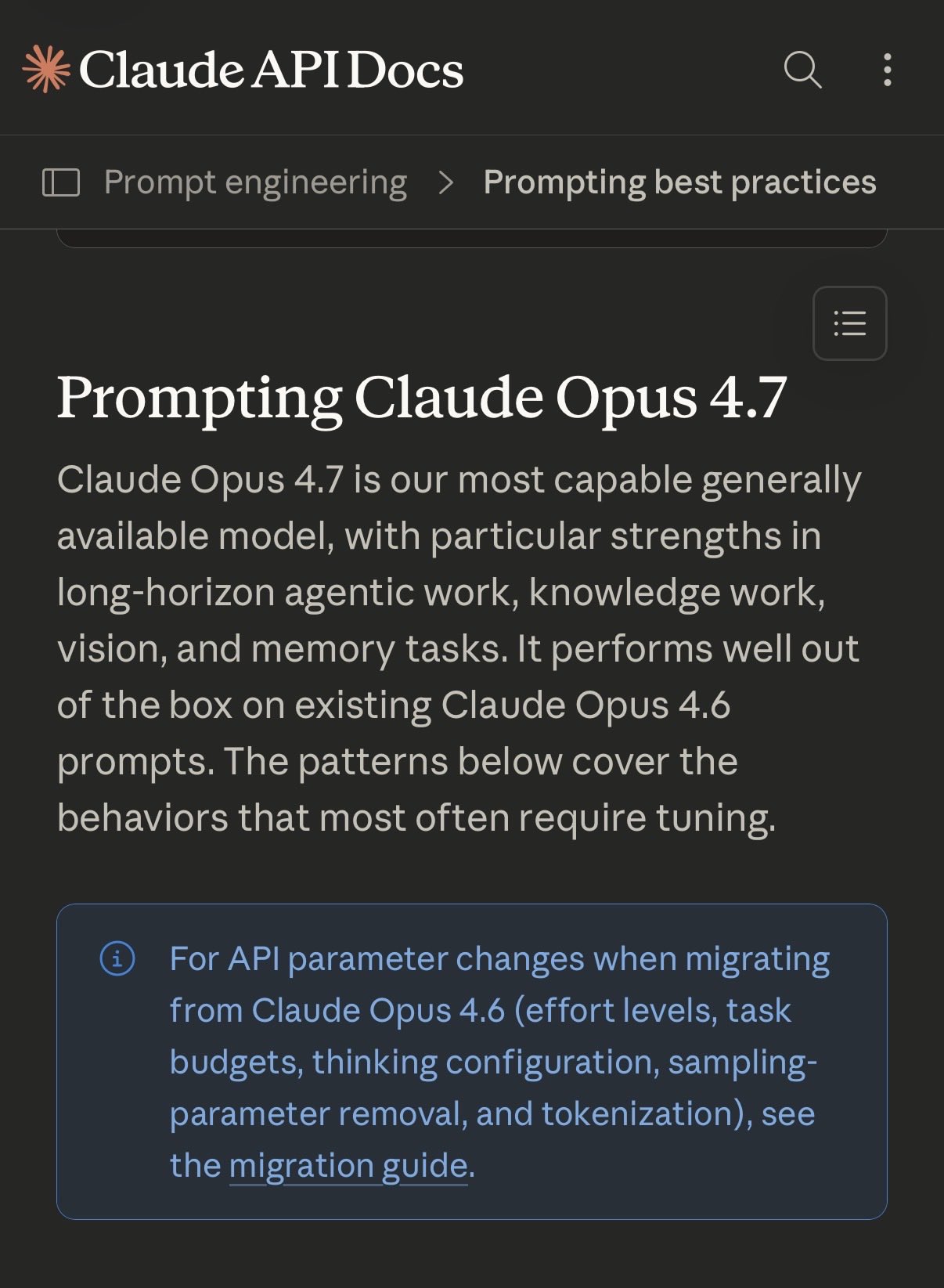Claude API Docs — Prompt engineering > Prompting best practices > Prompting Claude Opus 4.7 페이지