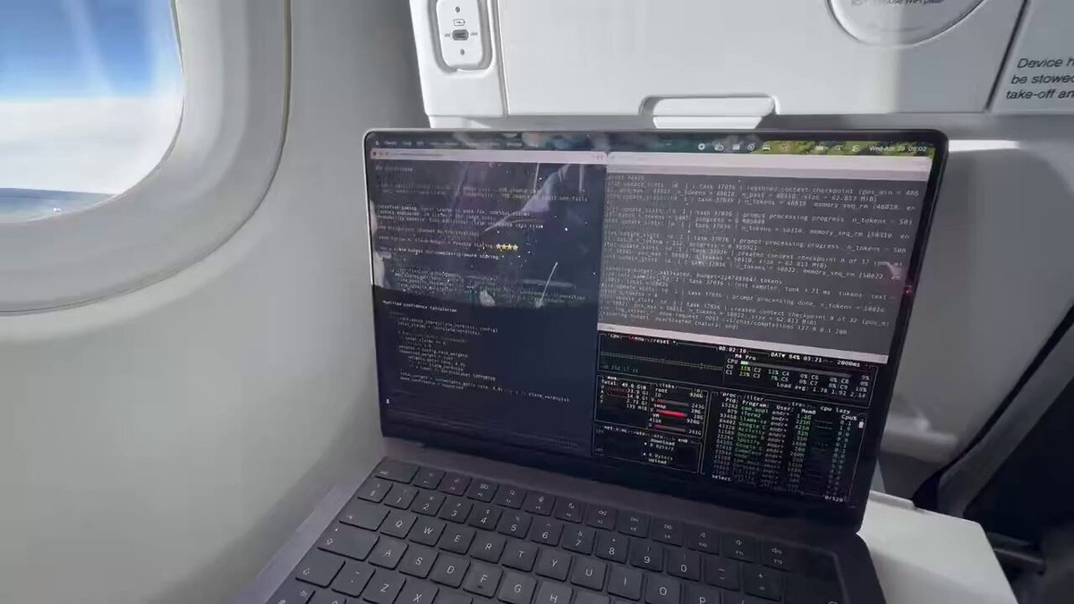 비행기 창가에서 MacBook으로 Llama 70B 로컬 추론