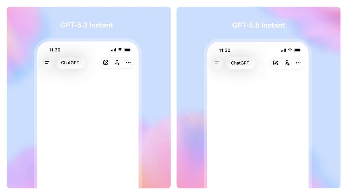 GPT-5.3 vs 5.5 Instant 비교 화면