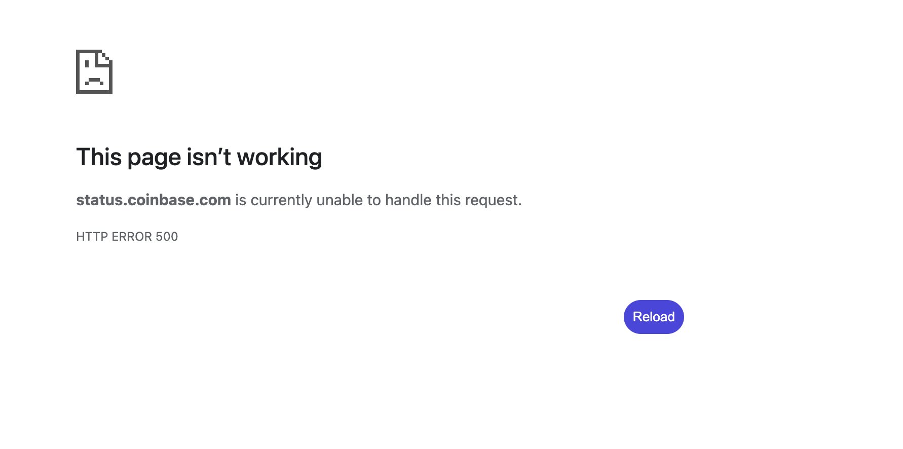 Coinbase 상태 페이지가 다운됐다 — HTTP 500