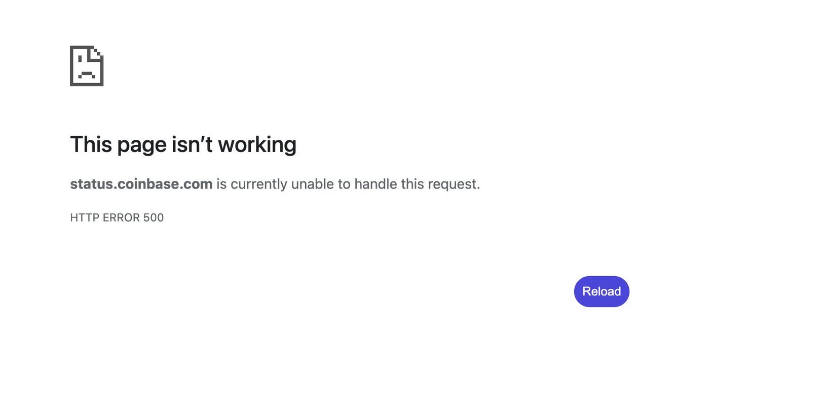 Coinbase 상태 페이지가 다운됐다 — HTTP 500