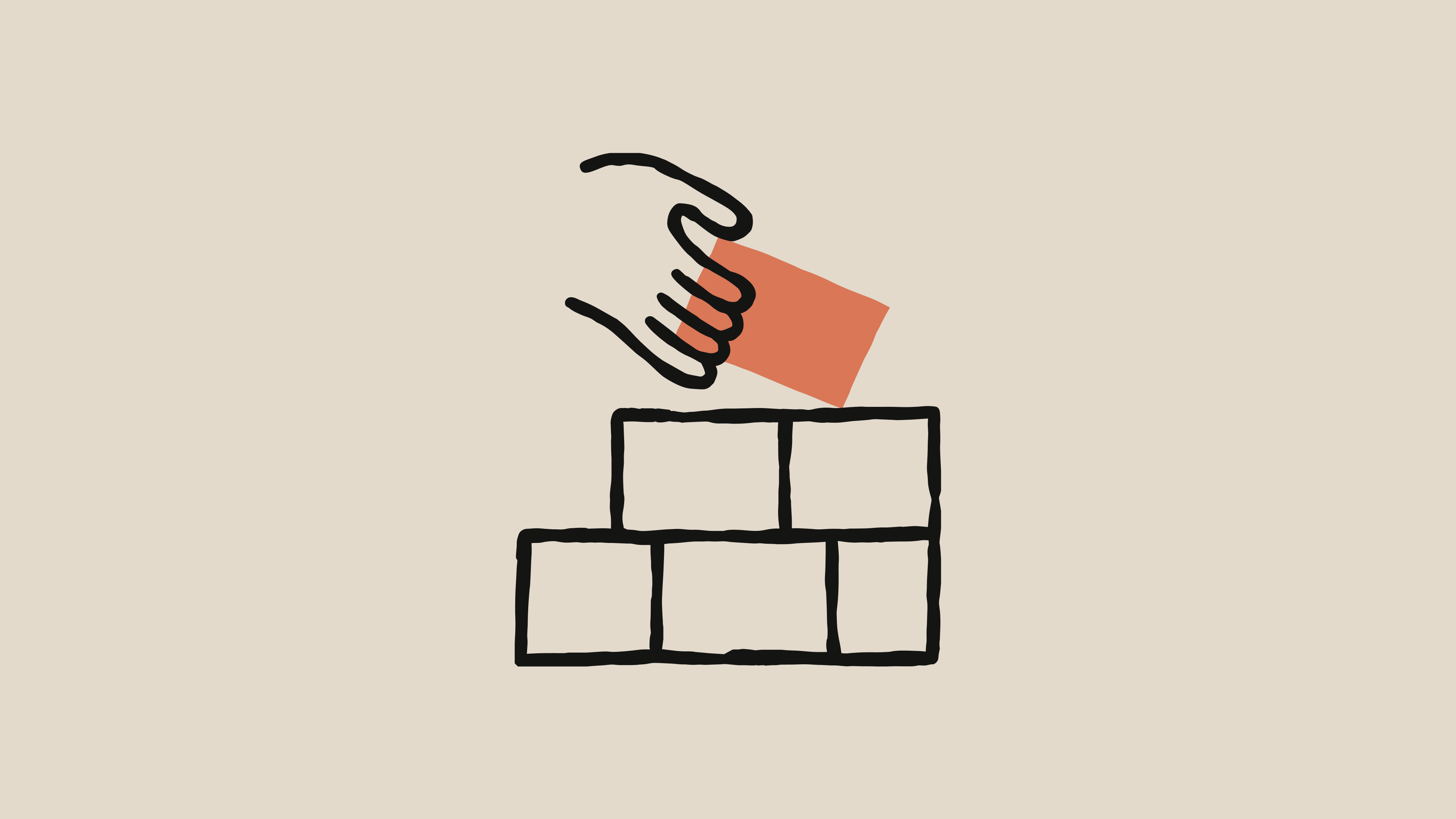 Claude on AWS — 벽돌을 쌓는 손 일러스트