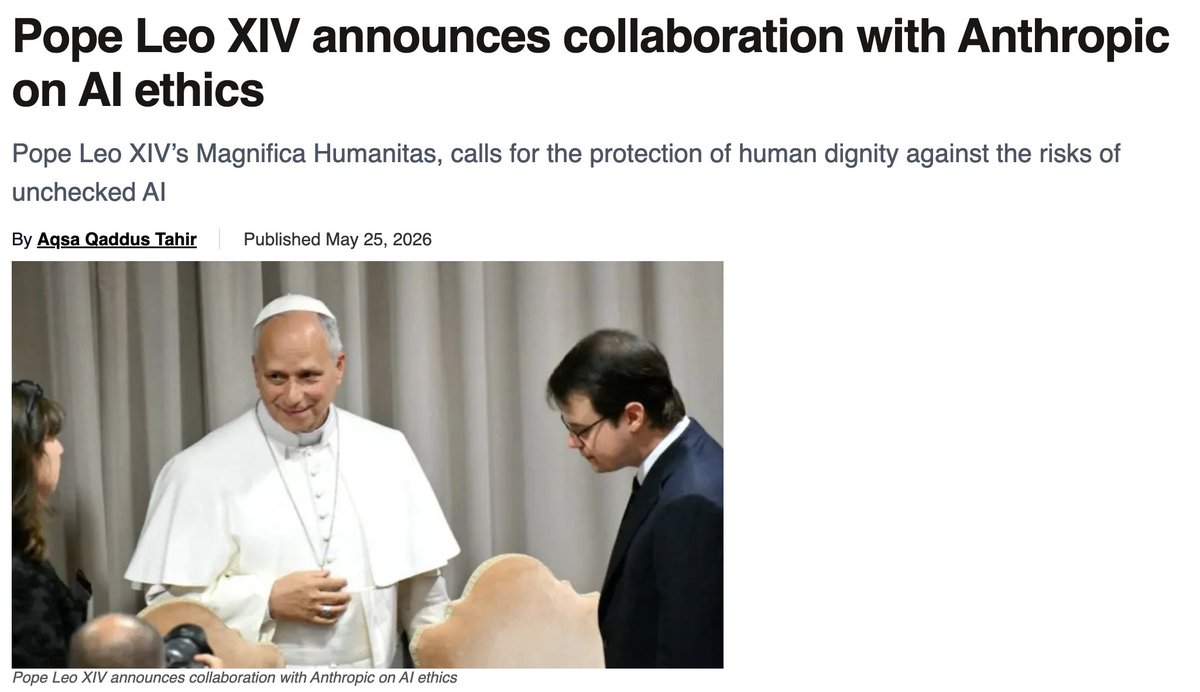 Pope Leo XIV announces collaboration with Anthropic on AI ethics — 매체 헤드라인