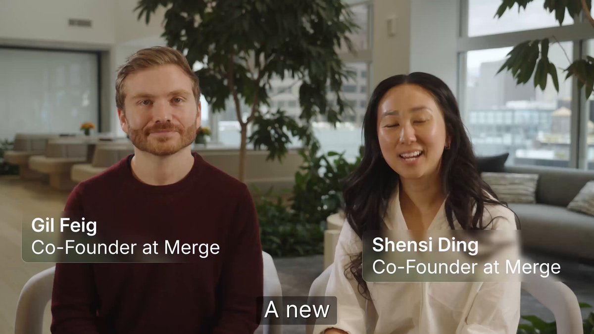 Merge 공동 창업자 Gil Feig·Shensi Ding이 'A new'라는 자막과 함께 Merge Gateway를 소개하는 영상 캡처 — kimmonismus가 "라우팅 레이어 부재"의 처방으로 인용