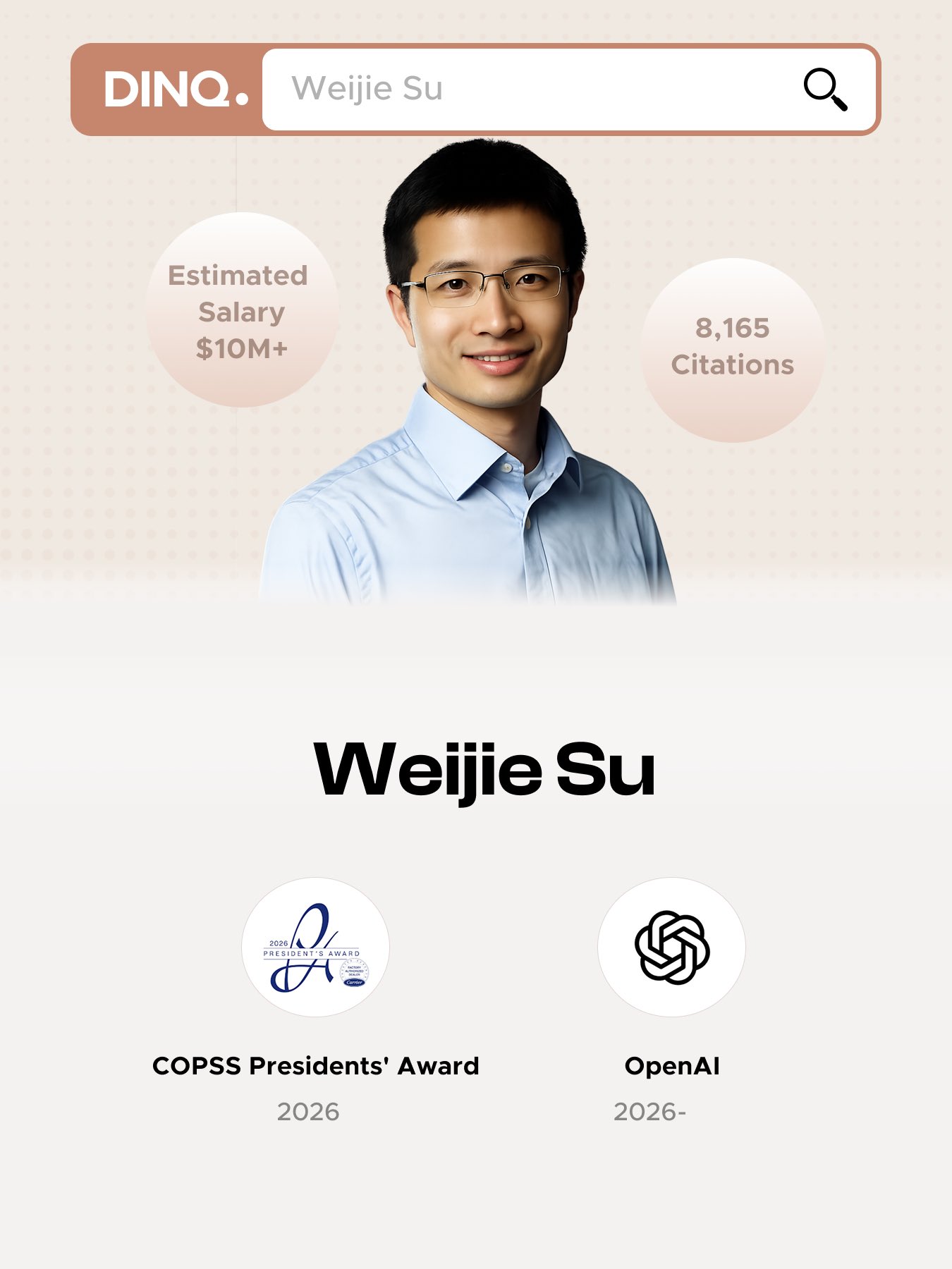 Su Weijie, OpenAI 합류 — COPSS 회장상 수상자