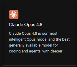 Vertex AI에 올라온 Claude Opus 4.8 공식 카드