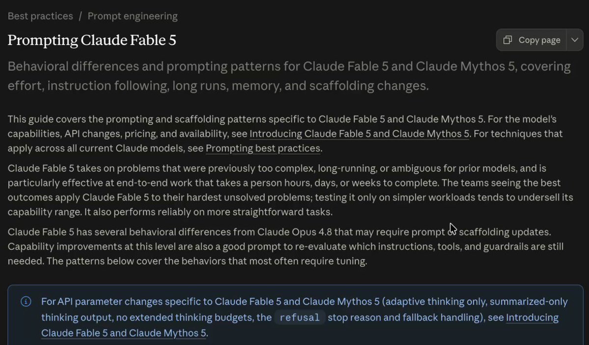 Anthropic 공식 문서 — Prompting Claude Fable 5