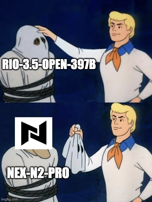 스쿠비두 가면 벗기기 밈으로 표현한 Rio=Nex 주장