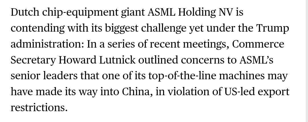 ASML 관련 보도 원문 — 미국 상무장관의 우려 제기 내용