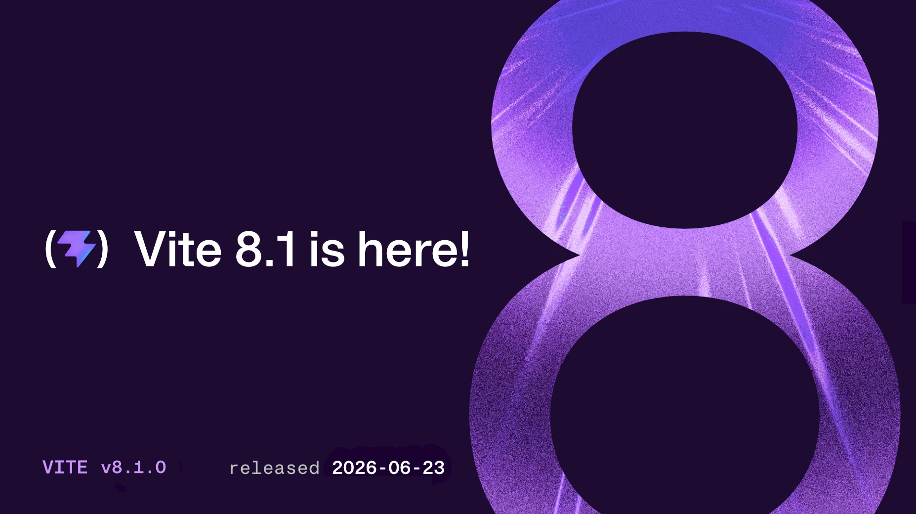 Vite 8.1 출시 그래픽 — released 2026-06-23