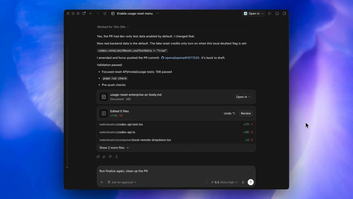 Codex 데스크톱 — 긴 스레드 탐색 레일과 자동 PR 정리