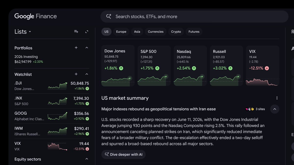 Google Finance 정식 출시 — 자연어 포트폴리오 분석