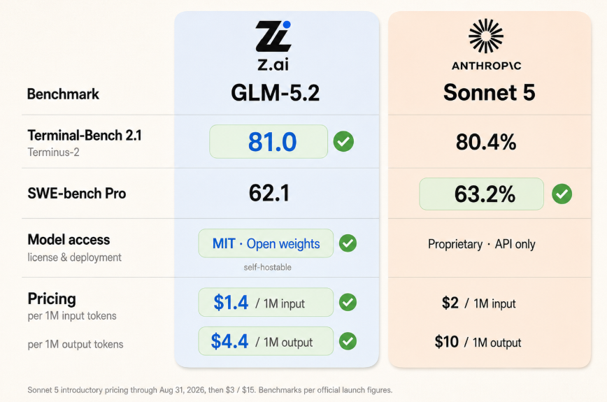 GLM-5.2 vs Sonnet 5 비교 카드