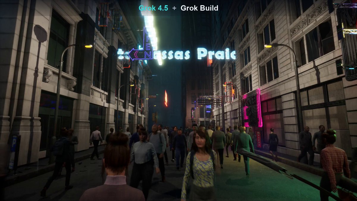 Grok 4.5 + Grok Build 데모 장면