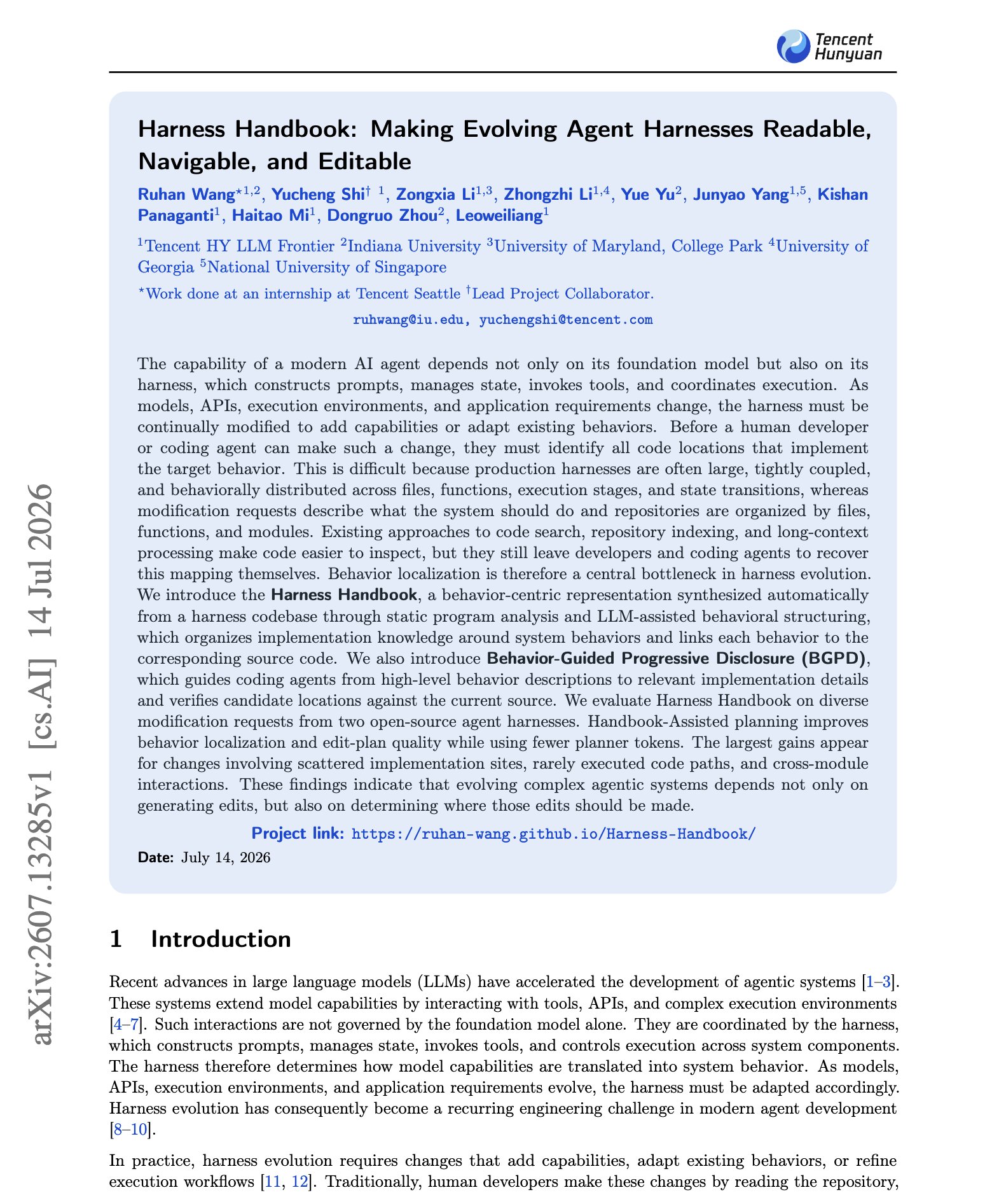 arXiv 논문 「Harness Handbook」 — 진화하는 에이전트 하네스