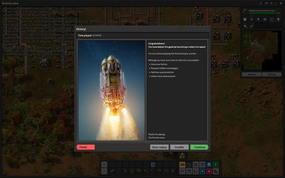 Factorio 클리어 화면
