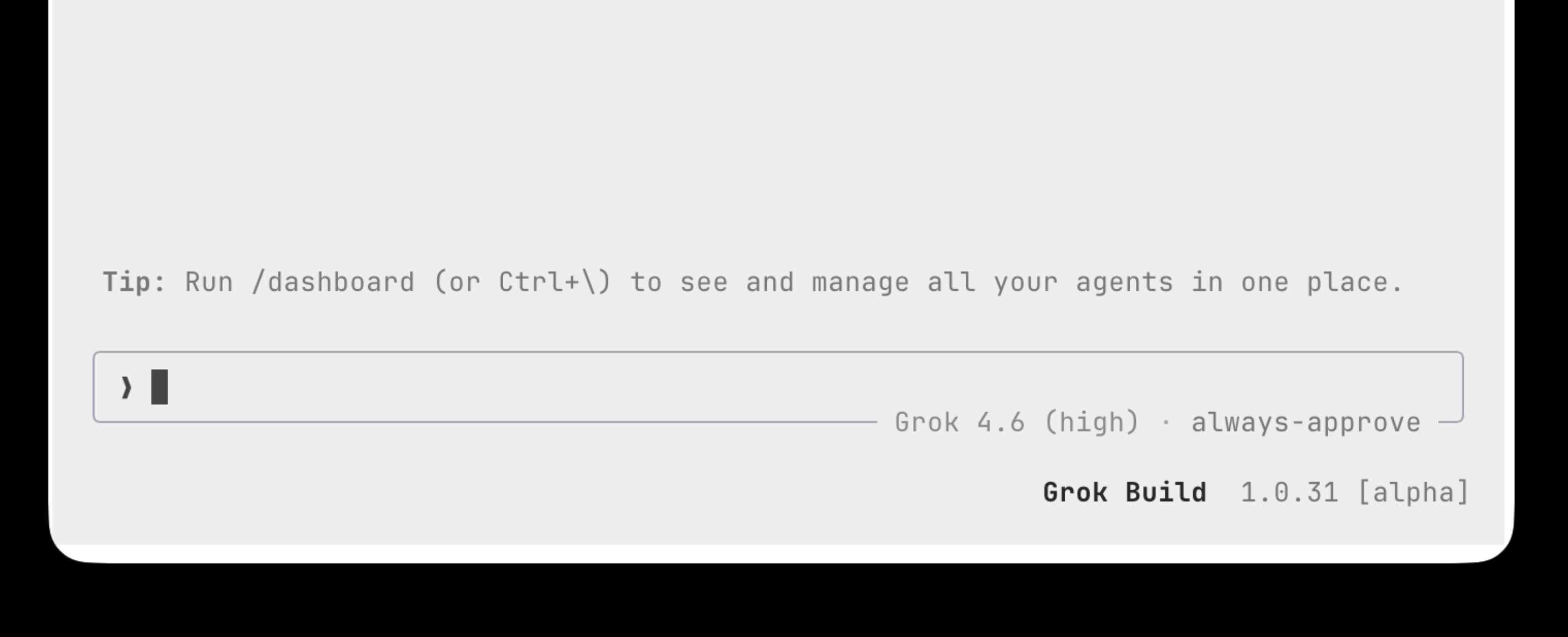 Grok Build 1.0.31 화면
