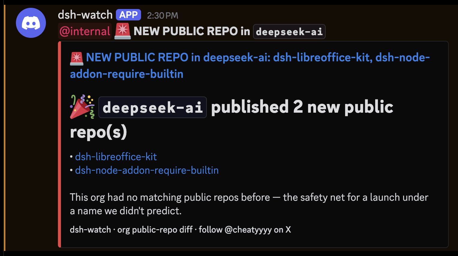 DeepSeek 새 저장소 알림