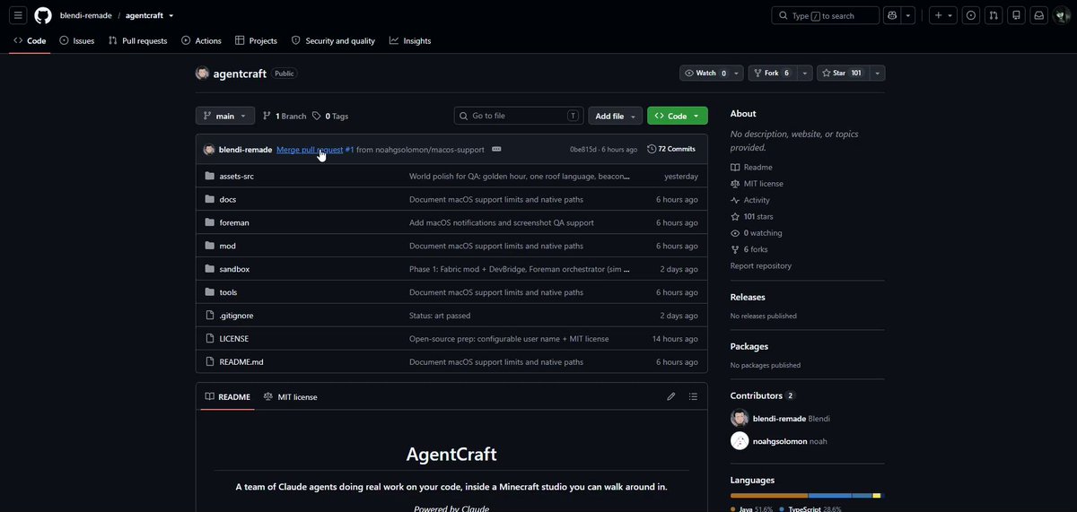 AgentCraft의 GitHub 저장소