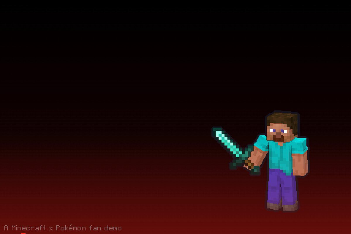 Minecraft와 Pokémon 팬 시연의 제목 화면