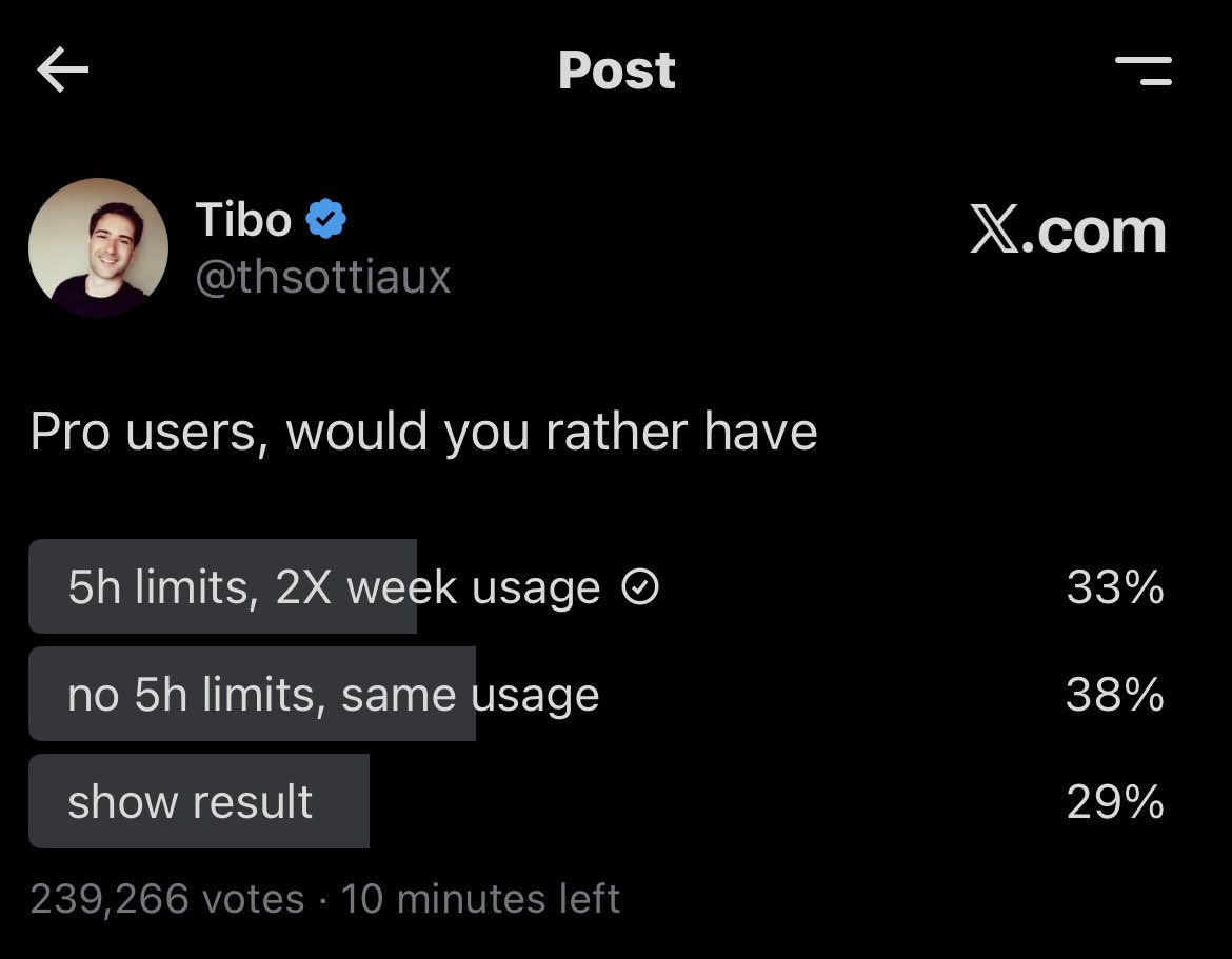 Tibo의 Pro 이용자 투표