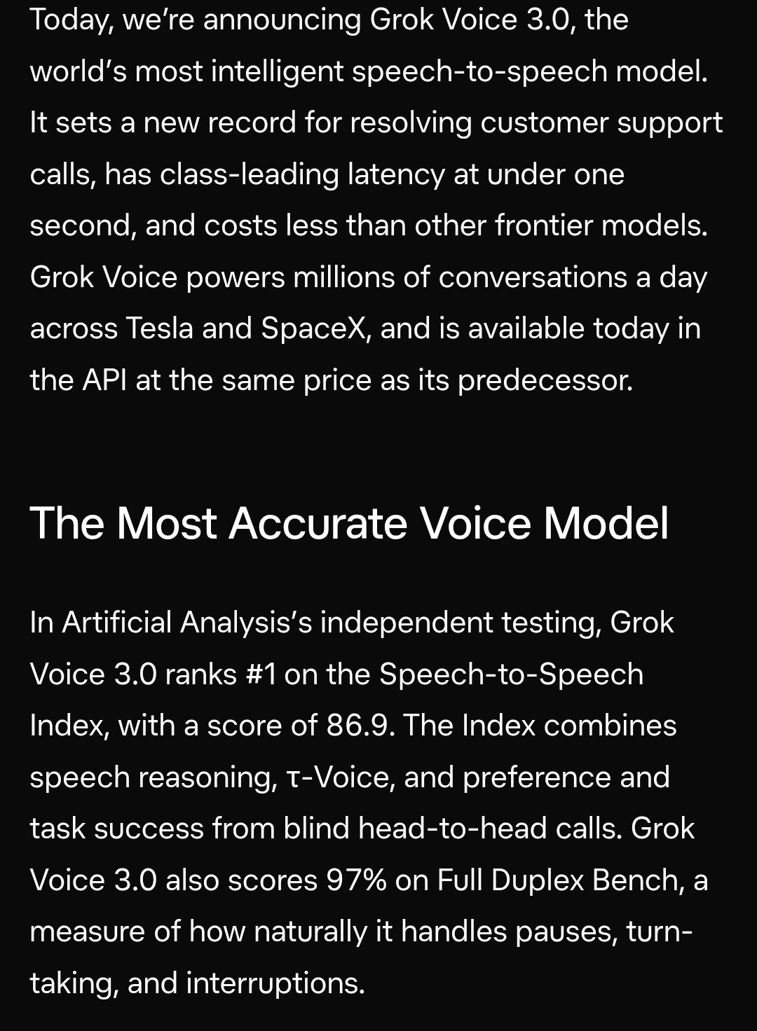 Grok Voice 3.0 공식 발표문