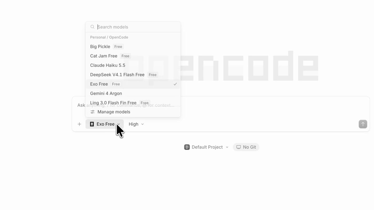 OpenCode 모델 선택 목록